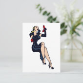 Vintager Hübscher Blonde Retro Glamour Pinup Postkarte (Stehend Vorderseite)