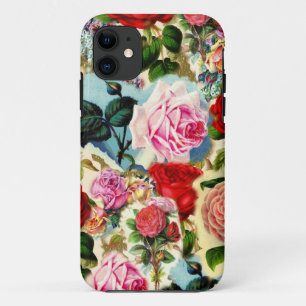 Vintager hübscher Chic-BlumenRosen-Garten-Collage Case-Mate iPhone Hülle