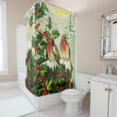 Vintager hübscher Schneeschuhwal und Vögel Duschvorhang (Beispiel)