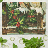 Vintager hübscher Schneeschuhwal und Vögel Geschirrtuch (Gefaltet)