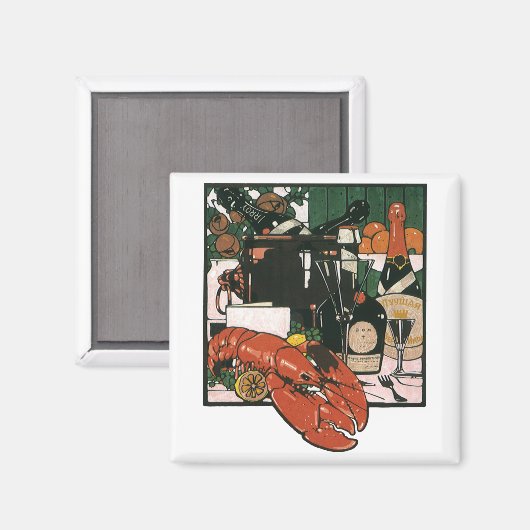 Vintager Hummer Champagner; Extravagantes elegante Magnet (Vorderseite/Rückseite)