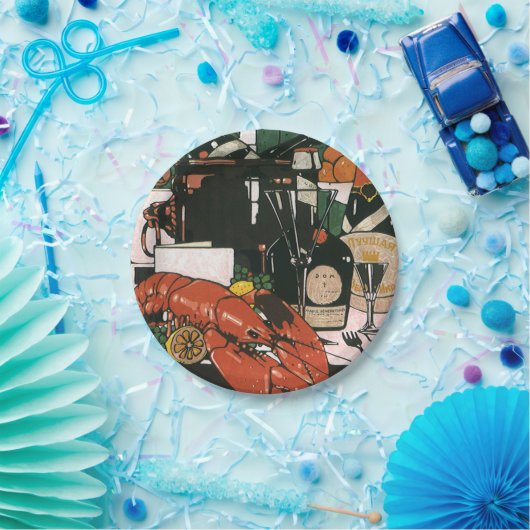 Vintager Hummer Champagner; Extravagantes elegante Pappteller (Party)