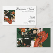 Vintager Hummer Champagner, Extravagantes elegante Visitenkarte (Vorne/Hinten)