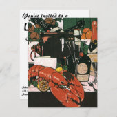 Vintager Hummer Fest Champagner; elegantes Party Einladung (Vorne/Hinten)