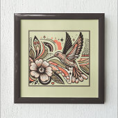Vintager Hummingbird & Blogs Art Print Poster