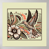 Vintager Hummingbird & Blogs Art Print Poster (Vorne)