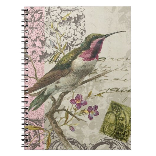 Vintager Hummingbird...Notizbuch Notizblock (Vorderseite)