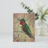 Vintager Hummingbird Nr. 4 Wasserfarben Art Postkarte (Stehend Vorderseite)