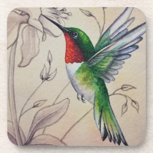 Vintager Hummingbird Nr. 6 Wasserfarben Kunst Getränkeuntersetzer