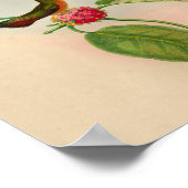 Vintager Hummingbird Print Red Blume Poster (Ecke)