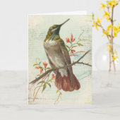 Vintager Hummingvogel, Geburtstag Karte (Gelbe Blume)