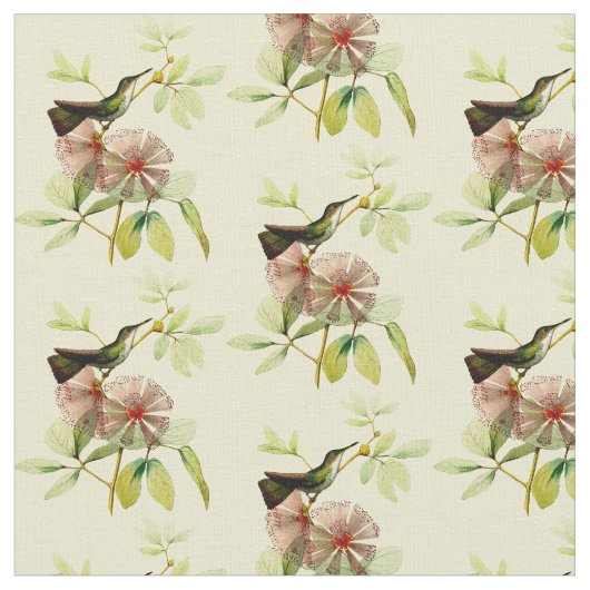 Vintager Hummingvogel mit Blume Stoff (Nahaufnahme)