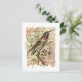 Vintager Hummingvogel Postkarte (Stehend Vorderseite)