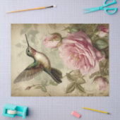 Vintager Hummingvogel und rosa Rosen Seidenpapier (Basteln)