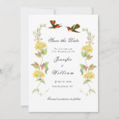 Vintager Hummvogel Save the Date Ankündigung (Vorderseite)