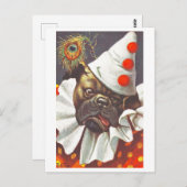 Vintager Hund als Clown-Postkarte verkleidet Postkarte (Vorne/Hinten)