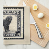 Vintager Hund aus Neufundland Geschirrtuch (Viertel Falte)