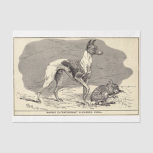Vintager Hund Ephemera Decoupage Whippet Seidenpapier