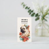 Vintager Hund Groomer Mops Mops Welpe Visitenkarte (Stehend Vorderseite)