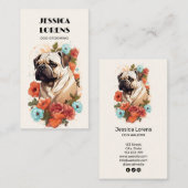 Vintager Hund Groomer Mops Mops Welpe Visitenkarte (Vorne/Hinten)