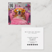 Vintager Hund Groomer Quadratische Visitenkarte (Vorne/Hinten)