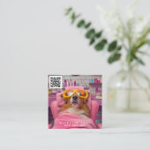 Vintager Hund Groomer Quadratische Visitenkarte (Stehend Vorderseite)