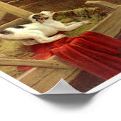 Vintager Hund im Stall auf dem Bauernhof Poster (Ecke)