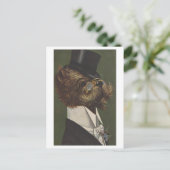 Vintager Hund in Abend Kleidung mit Brille Postkarte (Stehend Vorderseite)