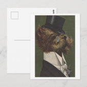 Vintager Hund in Abend Kleidung mit Brille Postkarte (Vorne/Hinten)