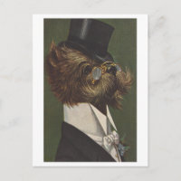 Vintager Hund in Abend Kleidung mit Brille