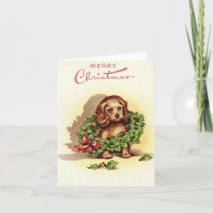 Vintager Hund in der Weihnachtskarte von Kranz Karte