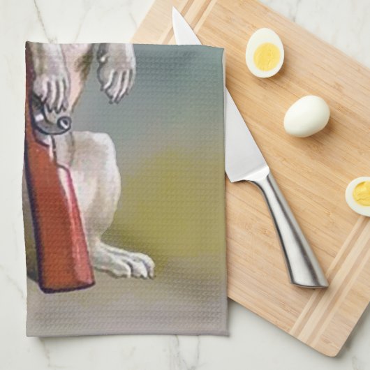 Vintager Hund mit einer Waffe Geschirrtuch (Viertel Falte)