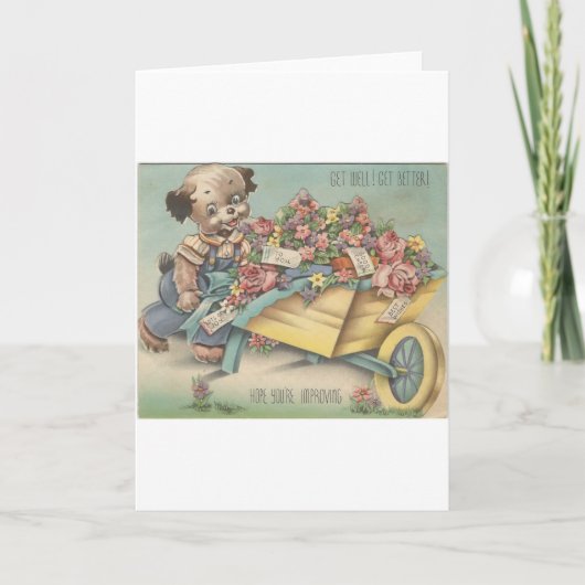 Vintager Hund mit Rollkarren Karte (Vorderseite)