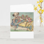 Vintager Hund mit Rollkarren Karte (Gelbe Blume)