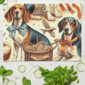 Vintager Hund nahtlos Geschirrtuch (Gefaltet)