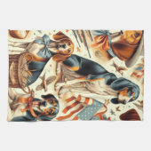 Vintager Hund nahtlos Geschirrtuch (Horizontal)