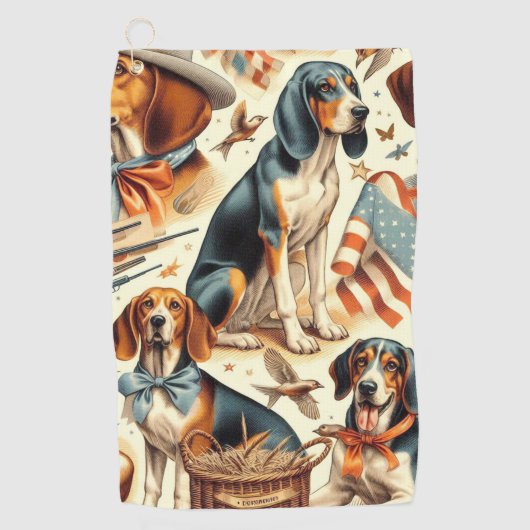 Vintager Hund nahtlos Golfhandtuch (Vorderseite)