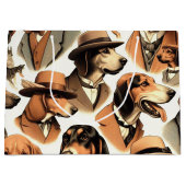Vintager Hund nahtlos Große Geschenktüte (Vorderseite)