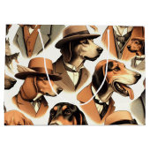 Vintager Hund nahtlos Große Geschenktüte (Rückseite)