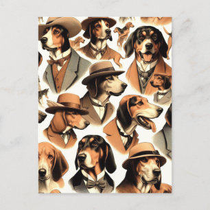 Vintager Hund nahtlos Postkarte