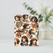 Vintager Hund nahtlos Postkarte (Stehend Vorderseite)