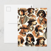 Vintager Hund nahtlos Postkarte (Vorne/Hinten)