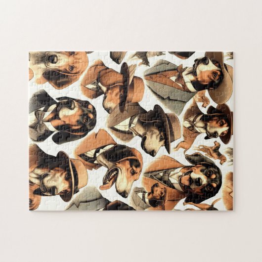 Vintager Hund nahtlos Puzzle (Horizontal)