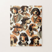 Vintager Hund nahtlos Puzzle (Vertikal)