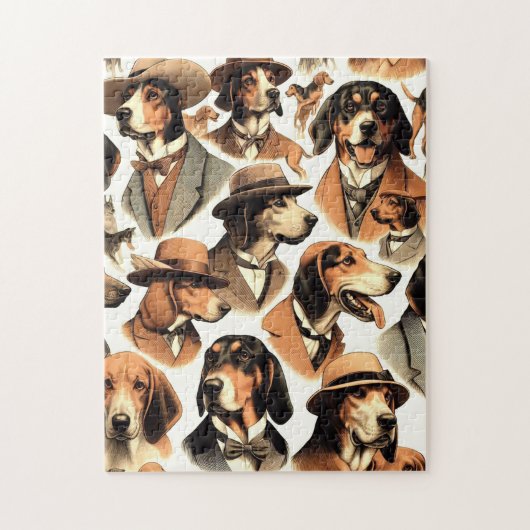 Vintager Hund nahtlos Puzzle (Vertikal)
