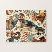 Vintager Hund nahtlos Puzzle (Horizontal)