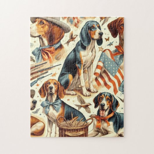 Vintager Hund nahtlos Puzzle (Vertikal)