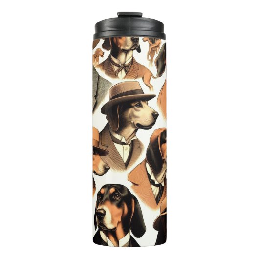 Vintager Hund nahtlos Thermosbecher (Vorderseite)