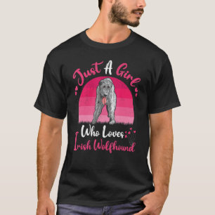 Vintager Hund nur ein Mädchen, das Irish Wolfhound T-Shirt