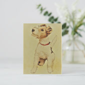Vintager Hund Print Fox Terrier Postkarte (Stehend Vorderseite)